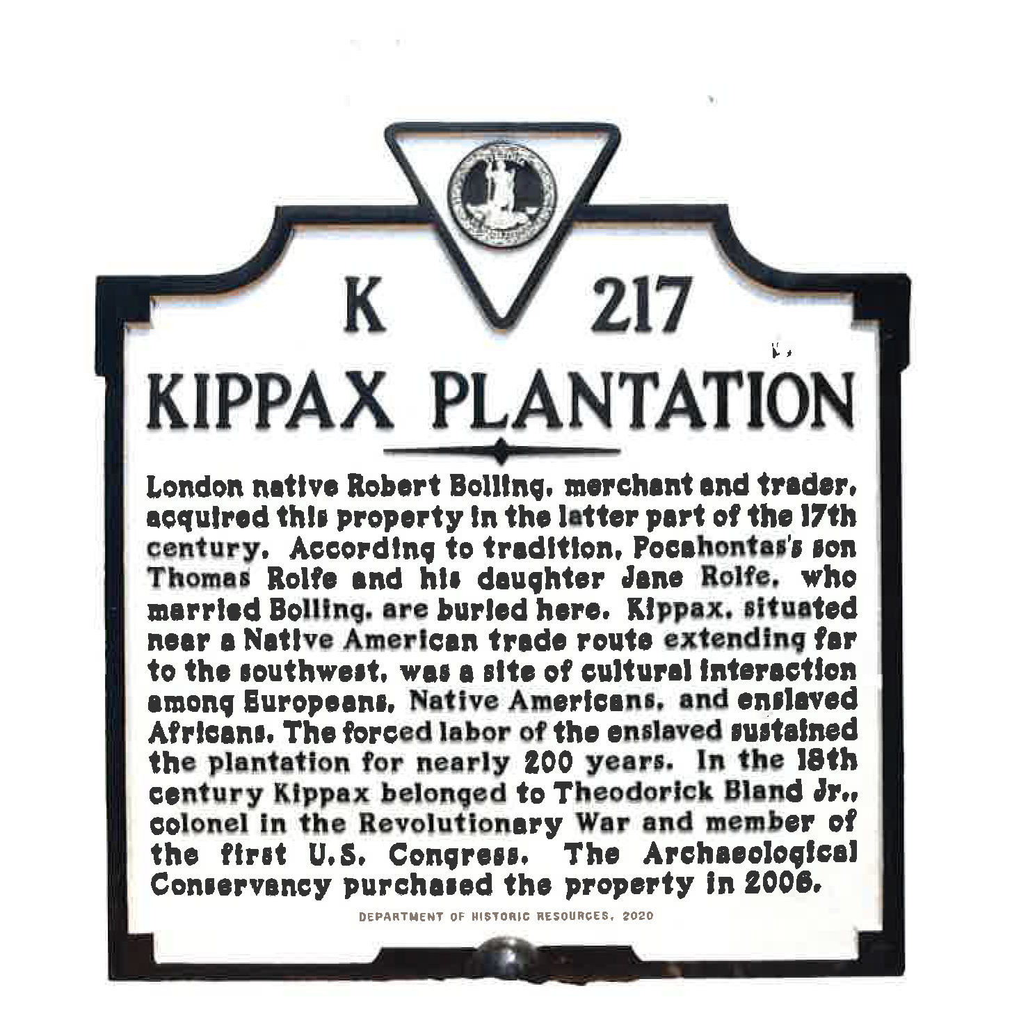 The image is of the Kippax Plantation Marker. It explains the historical importance of Kippax Plantation